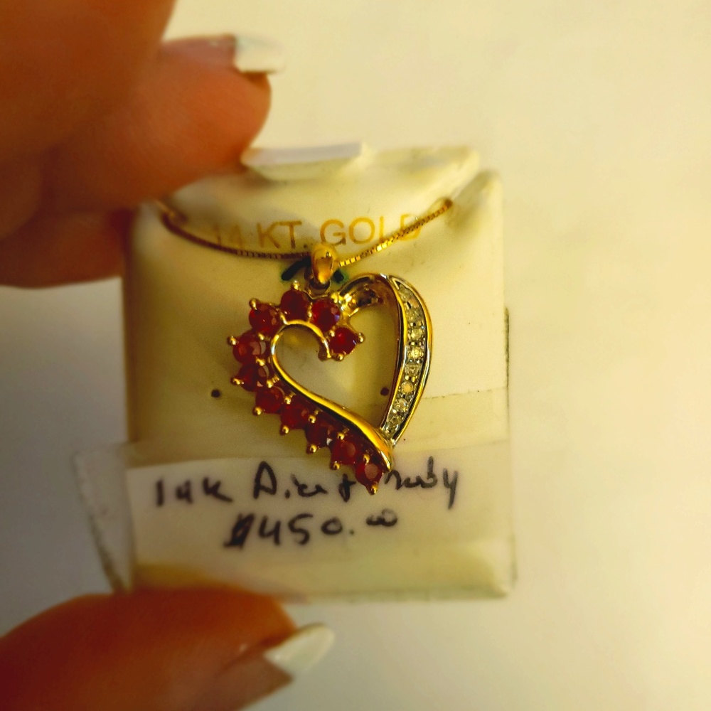 Ruby and Diamond heart necklace